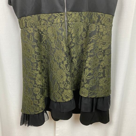 Eloquii Studio Black&Green Brocade Lace Fit&Flare Midi Dress Sz.24W NWT - Picture 13 of 16